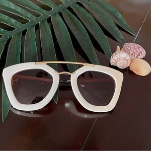 Ivory Cream Cat Eye Retro Style Sunglasses